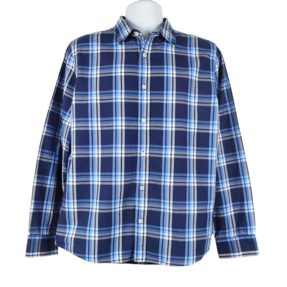 Michael Kors Boys‎ Shirt Large Blue Multi Cotton Plaid Long Sleeve Button Down
